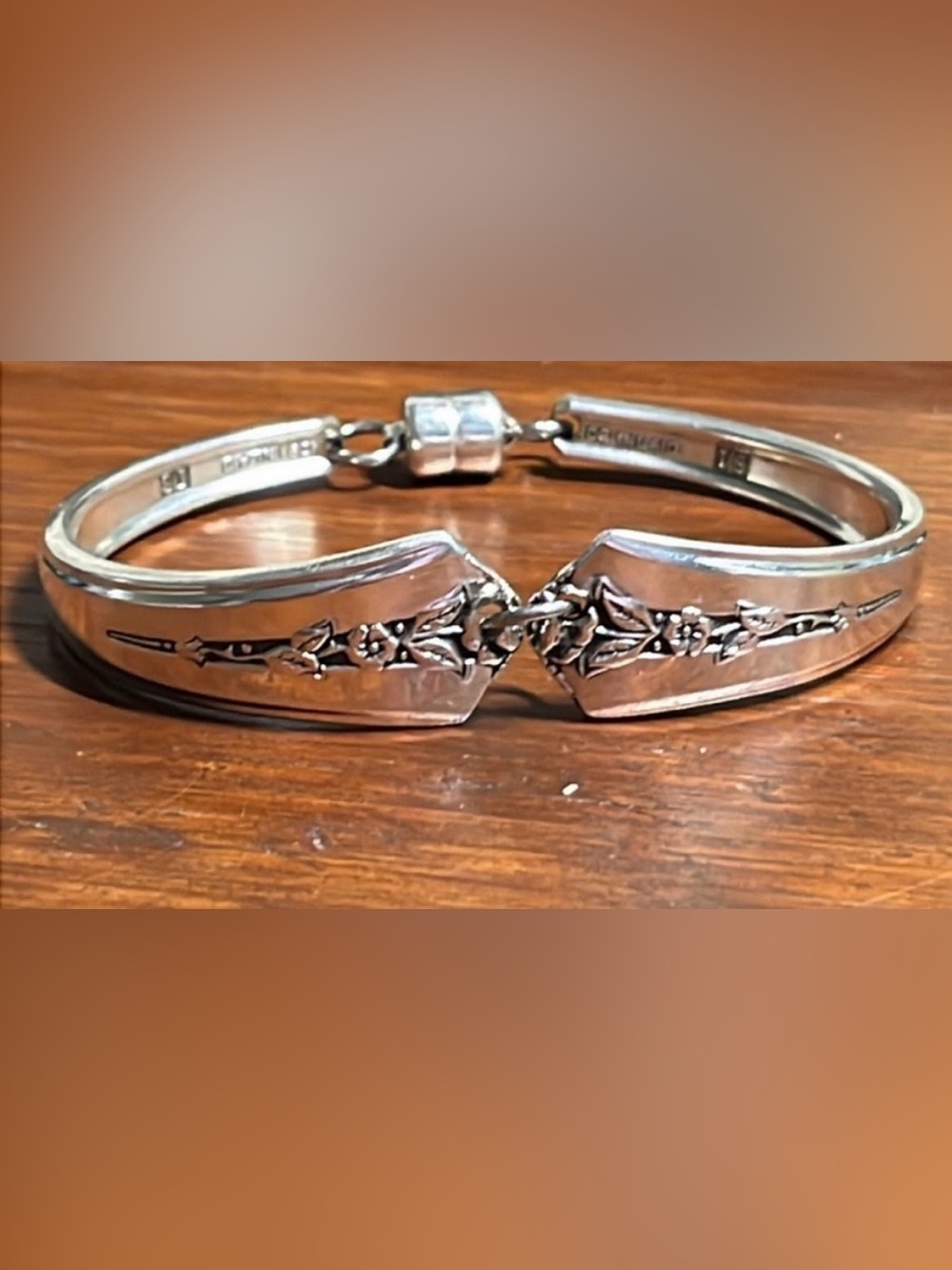 Artisan Bracelet Upcycled Vintage Spoon Silverplate Flatware Magnetic Clasp